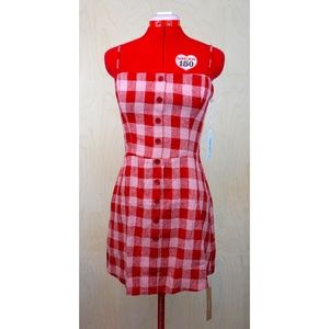 NWT Reformation "Huckleberry" Linen Dress in "Concha Check"